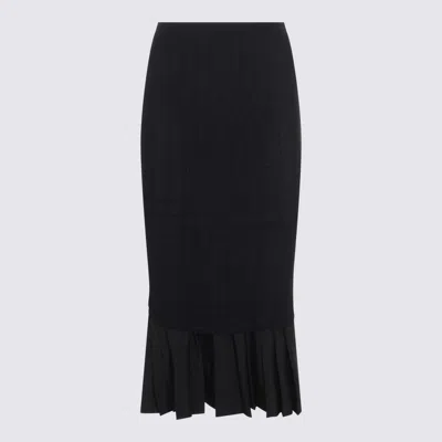 Mm6 Maison Margiela Black Wool Skirt In Blue