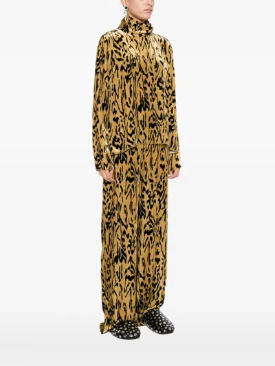 Forte Forte Mock-neck Animal-print T-shirt In Yellow