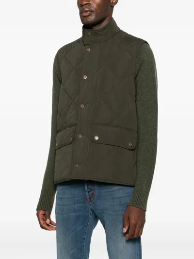 Barbour Quilted Pocketed Gilet In Green