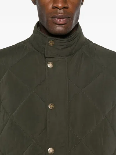 Barbour Quilted Pocketed Gilet In Green