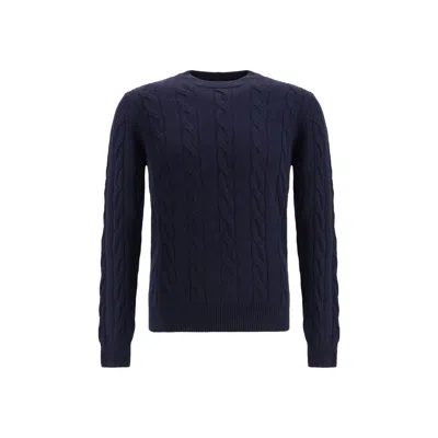 Aragona Cashmere Braided-effect Crewneck Sweater In Blue