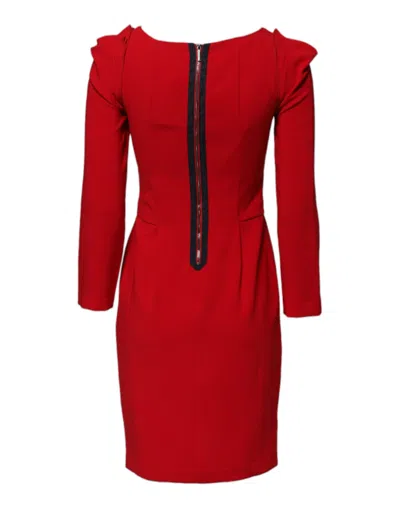 Pre-owned Armani Exchange Red Above Knee Long Sleeves Sheath Women's Dress ()