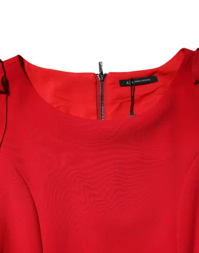 Pre-owned Armani Exchange Red Above Knee Long Sleeves Sheath Women's Dress ()