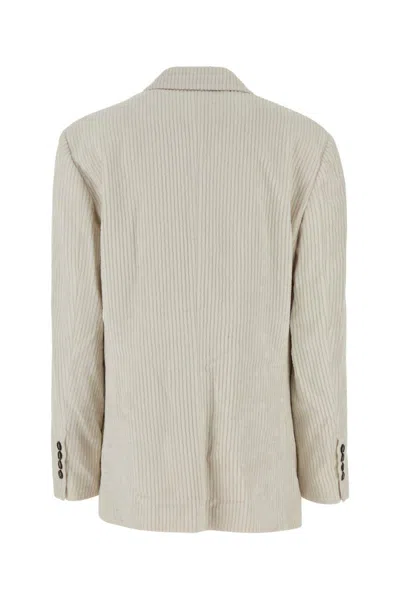 Brunello Cucinelli Single Breasted Blazer Notch Lapel Design In Neutral