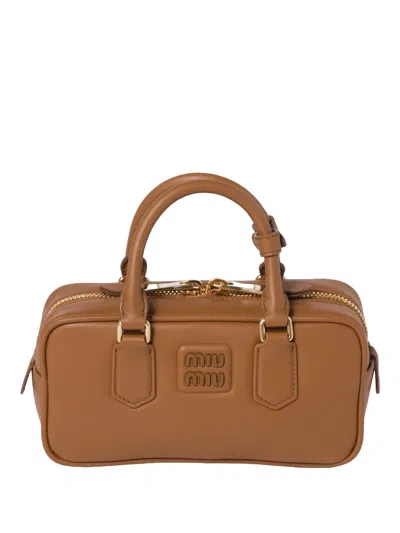 Miu Miu Arcadie Regular Cognac Coloured Top Case Women In Brown