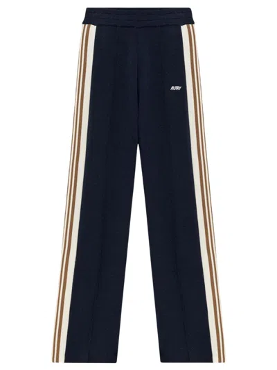 Autry Viscose Blend Trousers With Logo In Multi