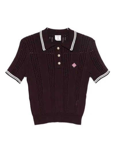 Casablanca Cotton Knit Polo Shirt In Brown