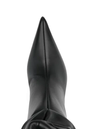 Amina Muaddi Anok 90 Leather Mid-calf Boots In Black