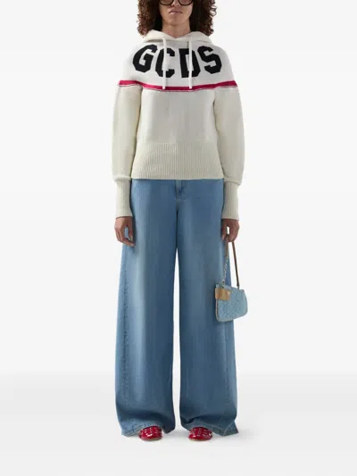 Gcds Hooded Sweater In Metallic