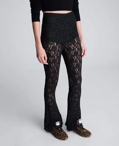 Kenneth Cole Pull On Stretch Lace Flare Pant With Inner Short In Black