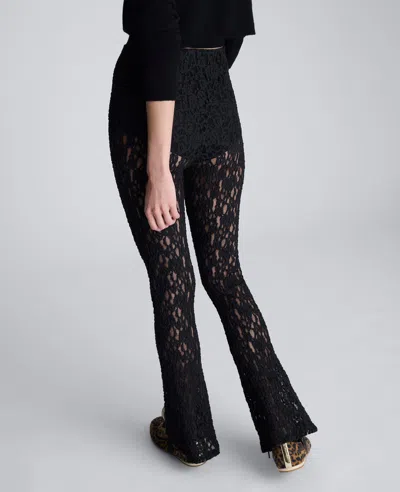 Kenneth Cole Pull On Stretch Lace Flare Pant With Inner Short In Black