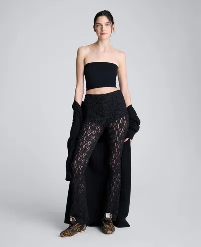 Kenneth Cole Pull On Stretch Lace Flare Pant With Inner Short In Black