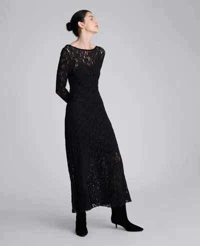 Kenneth Cole Scoop Back Stretch Lace Maxi Dress In Black