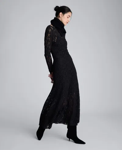 Kenneth Cole Scoop Back Stretch Lace Maxi Dress In Black