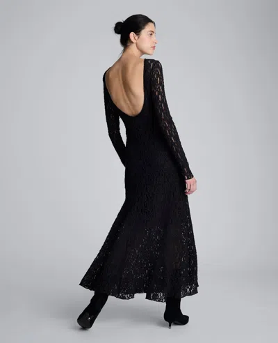 Kenneth Cole Scoop Back Stretch Lace Maxi Dress In Black