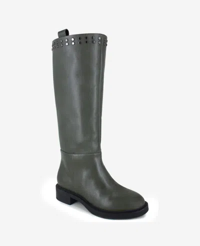 Kenneth Cole Scorpio Leather Stud Boot In Green