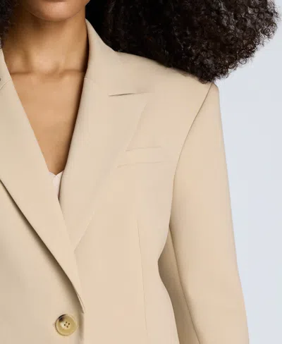 Kenneth Cole Luxe Twill Slim One Button Jacket In Neutral