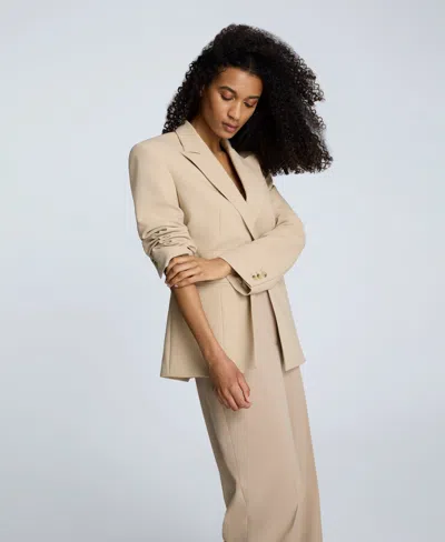 Kenneth Cole Luxe Twill Slim One Button Jacket In Neutral