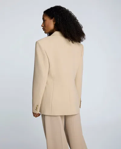 Kenneth Cole Luxe Twill Slim One Button Jacket In Neutral