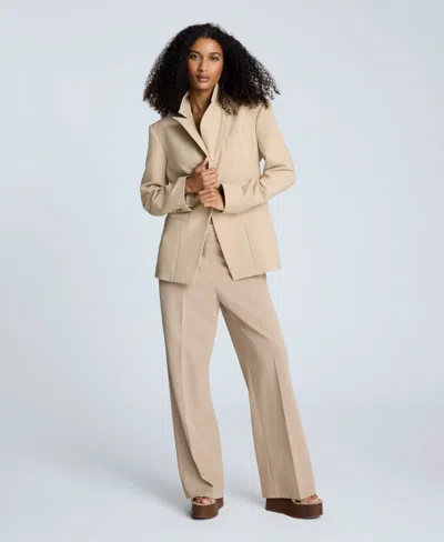 Kenneth Cole Luxe Twill Slim One Button Jacket In Neutral