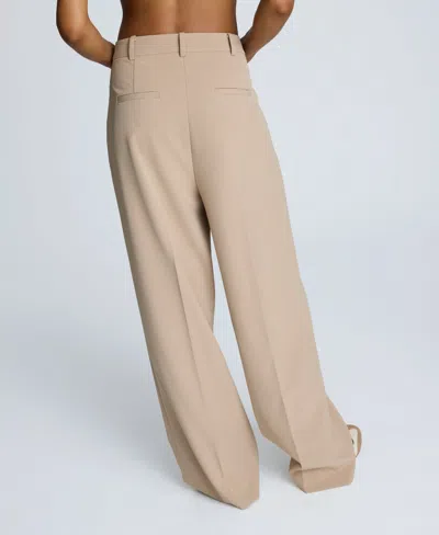 Kenneth Cole Fly Front High Rise Wide Leg Boyfriend Pant In Neutral