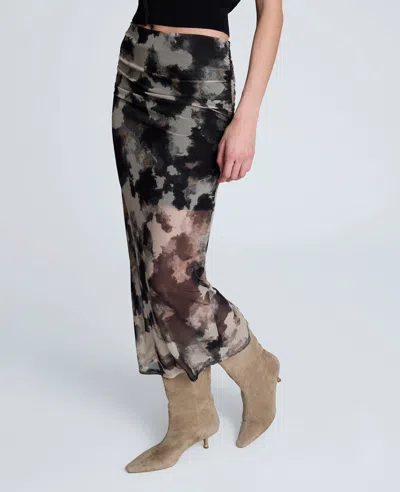 Kenneth Cole Side Rouched Midi Skirt In Black