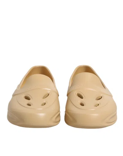 Dolce & Gabbana Beige Rubber Slides Low Top Sneakers Men's Shoes In Sand