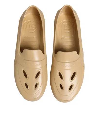Dolce & Gabbana Beige Rubber Slides Low Top Sneakers Men's Shoes In Sand