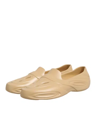 Dolce & Gabbana Beige Rubber Slides Low Top Sneakers Men's Shoes In Sand