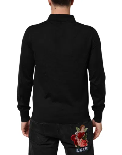 Pre-owned Dolce & Gabbana Black Cashmere Polo Men Longsleeves Men's Sweater ()