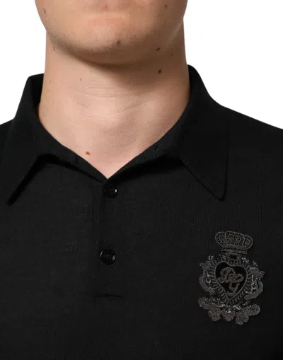 Pre-owned Dolce & Gabbana Black Cashmere Polo Men Longsleeves Men's Sweater ()