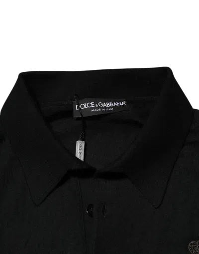 Pre-owned Dolce & Gabbana Black Cashmere Polo Men Longsleeves Men's Sweater ()