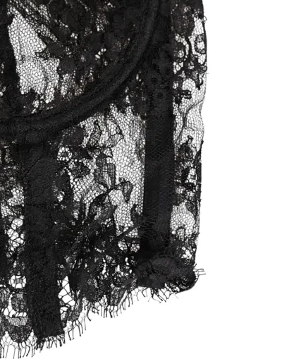 Dolce & Gabbana Black Floral Lace Bustier Bralette Top Women's Underwear In Black