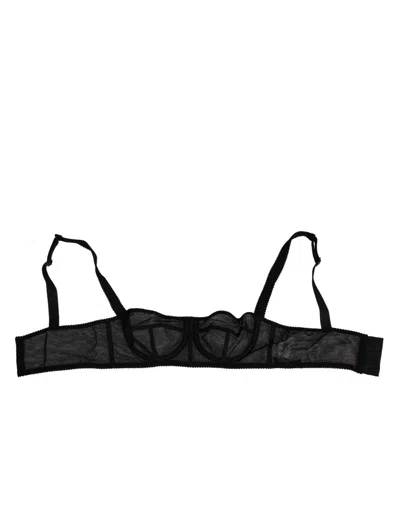 Dolce & Gabbana Black Floral Underwired Balconette Bra Women's Underwear In Black