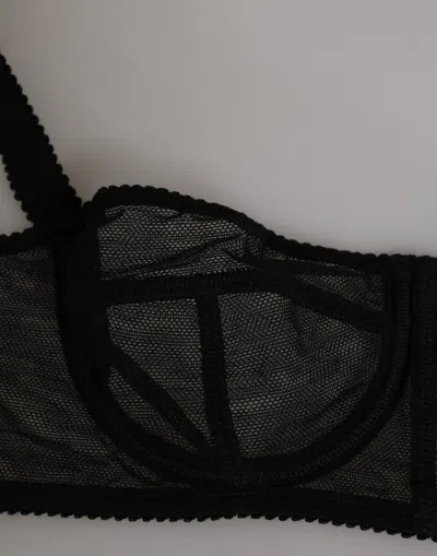 Dolce & Gabbana Black Floral Underwired Balconette Bra Women's Underwear In Black