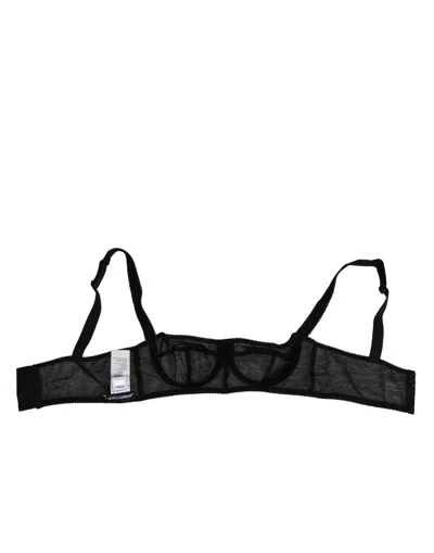 Dolce & Gabbana Black Floral Underwired Balconette Bra Women's Underwear In Black