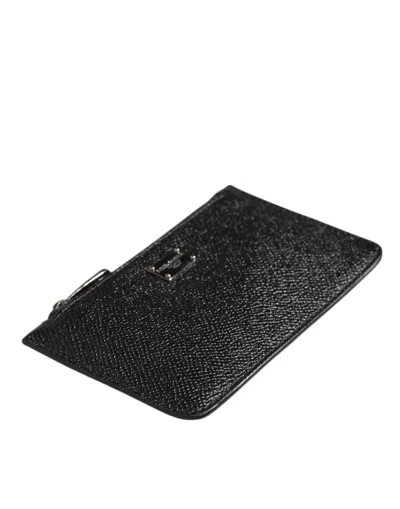 Pre-owned Dolce & Gabbana Black Leather Chain Link Mens Coin Purse Key Clip Holder Men's Wallet ()