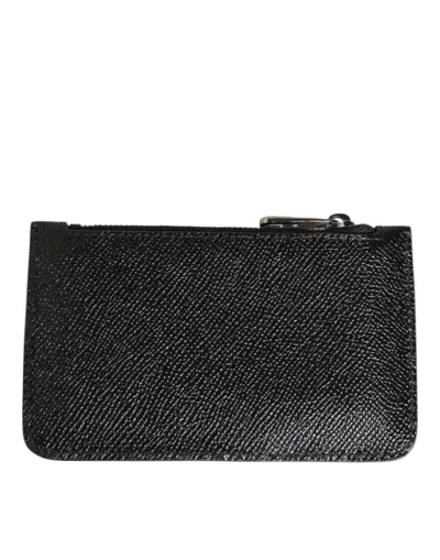 Pre-owned Dolce & Gabbana Black Leather Chain Link Mens Coin Purse Key Clip Holder Men's Wallet ()