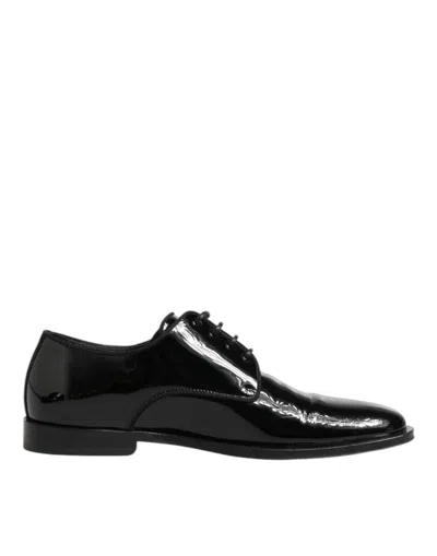 Pre-owned Dolce & Gabbana Black Leather Lace Up Derby Formal Dress Men's Shoes ()