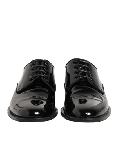 Pre-owned Dolce & Gabbana Black Leather Lace Up Derby Formal Dress Men's Shoes ()