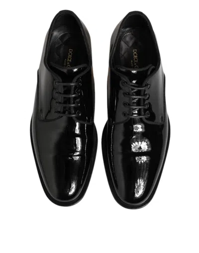 Pre-owned Dolce & Gabbana Black Leather Lace Up Derby Formal Dress Men's Shoes ()