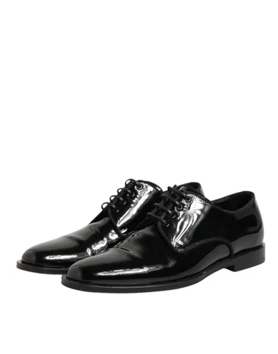 Pre-owned Dolce & Gabbana Black Leather Lace Up Derby Formal Dress Men's Shoes ()