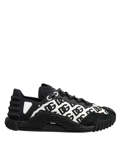 Pre-owned Dolce & Gabbana Black Logo Lace Up Low Top Ns1 Sneakers Men's Shoes () In Multi