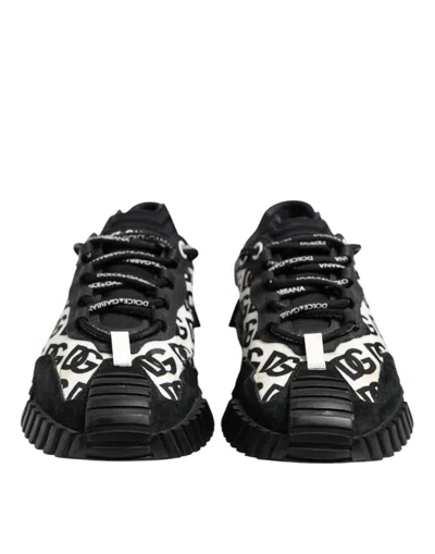 Pre-owned Dolce & Gabbana Black Logo Lace Up Low Top Ns1 Sneakers Men's Shoes () In Multi