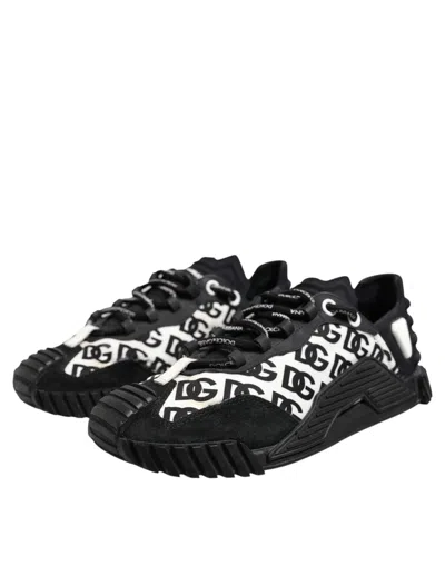 Pre-owned Dolce & Gabbana Black Logo Lace Up Low Top Ns1 Sneakers Men's Shoes () In Multi