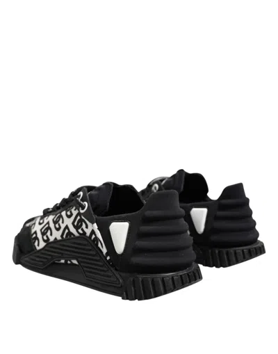 Pre-owned Dolce & Gabbana Black Logo Lace Up Low Top Ns1 Sneakers Men's Shoes () In Multi
