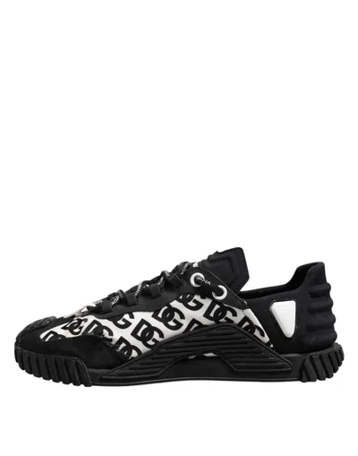 Pre-owned Dolce & Gabbana Black Logo Lace Up Low Top Ns1 Sneakers Men's Shoes () In Multi