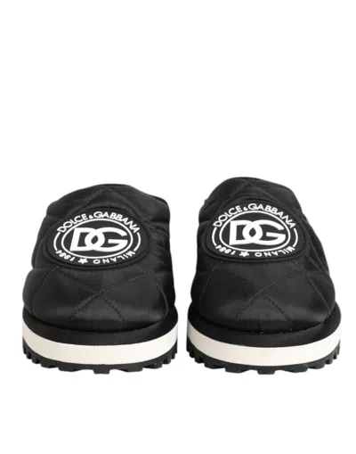 Dolce & Gabbana Black Nylon Low Top Slip On Sneaker Men's Shoes In Black