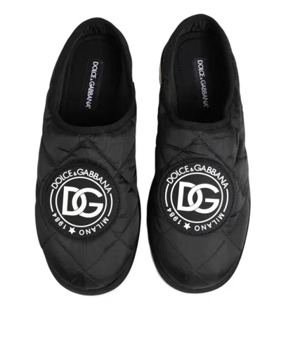 Dolce & Gabbana Black Nylon Low Top Slip On Sneaker Men's Shoes In Black