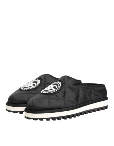 Dolce & Gabbana Black Nylon Low Top Slip On Sneaker Men's Shoes In Black